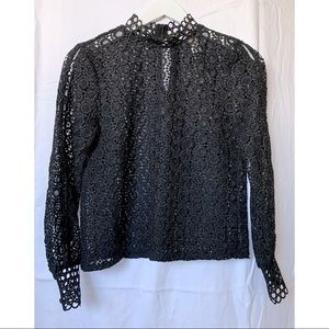 Size 4 modern Lace Black Long sleeve Blouse